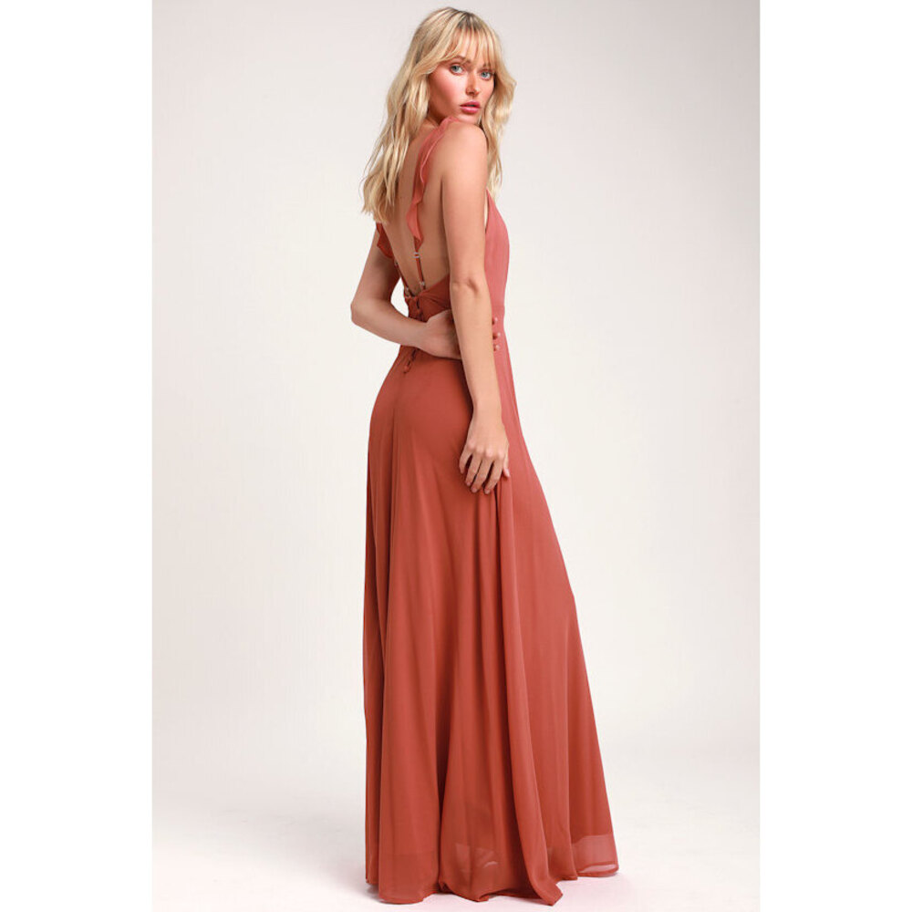 Lulus Meteoric Rise Rusty Rose Maxi Dress Pink - Size S